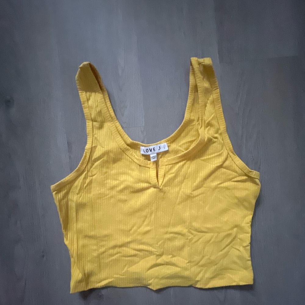 Love J Sunny Yellow Ribbed Tank Top